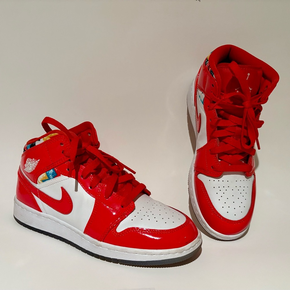 Nike Youth Orange and White Mid-Top Sneakers